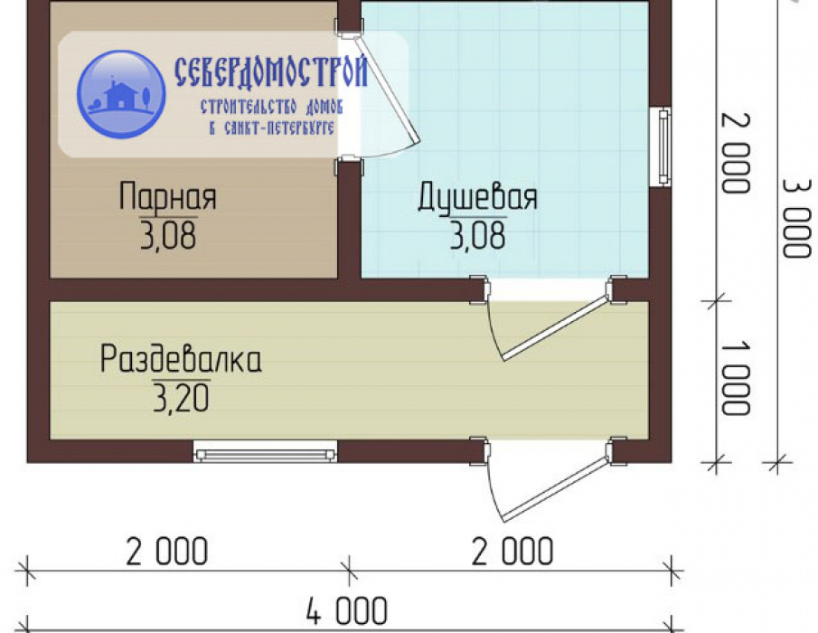 Проект бани из бруса 4 на 3 СББ-62